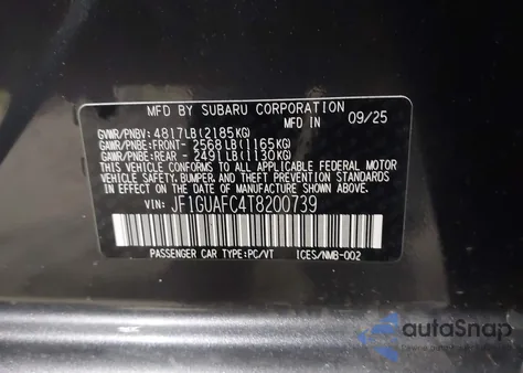 2026 Subaru Impreza Sport из США, поврежденный, VIN JF1GUAFC4T8200739